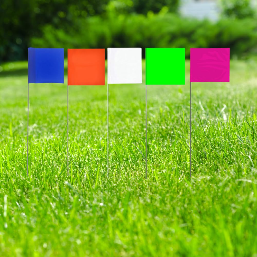 Swanson FBL21100 2-Inch by 3-Inch Marking Flags with 21-Inch Wire Staffs, Blue 100 Pack