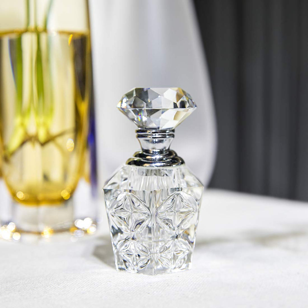 H&amp;D HYALINE &amp; DORA Clear Art Carved Crystal Empty Mini Refillable Perfume Bottle
