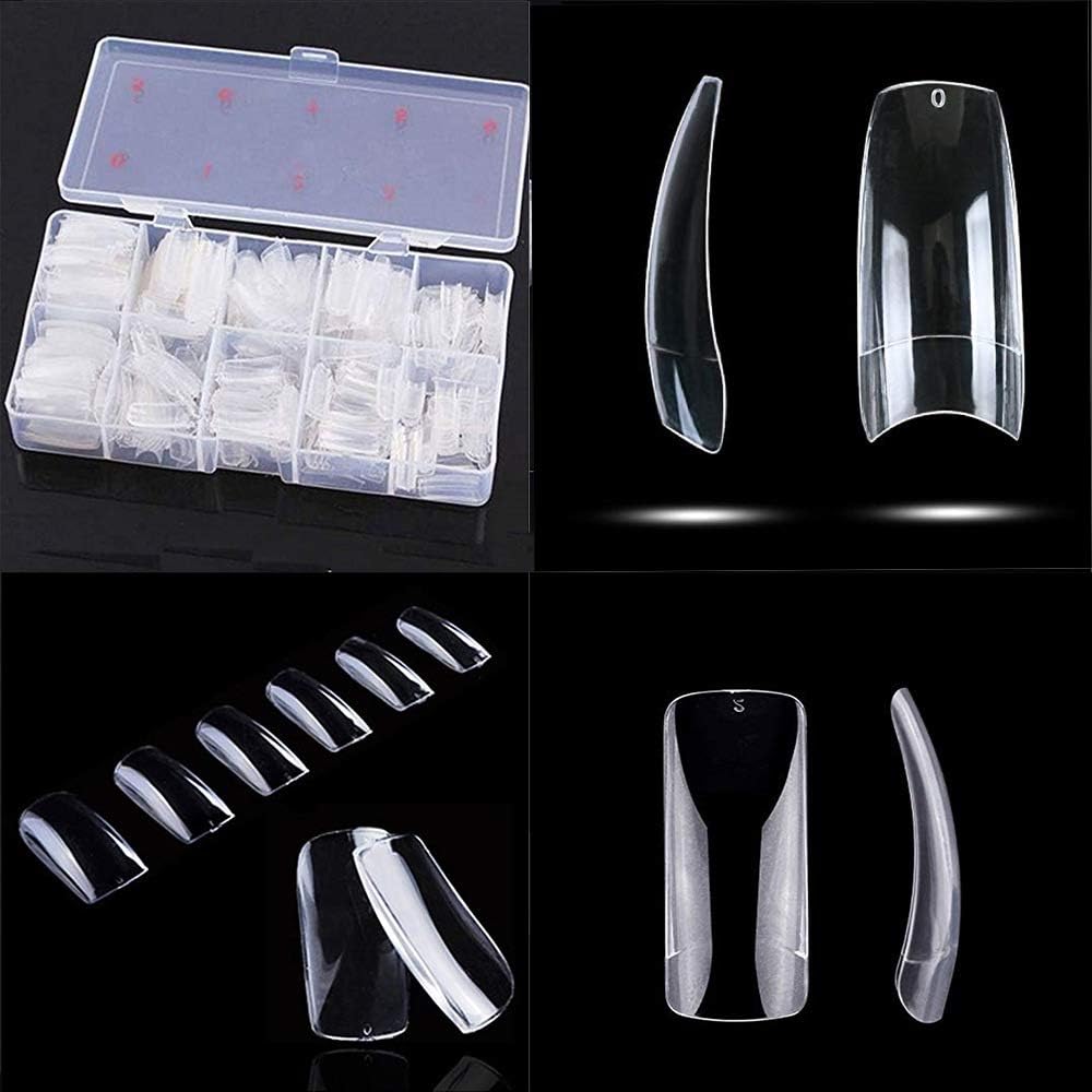 500pcs Lady French Acrylic Style Artificial False Nails Half Tips & Box (Clear)