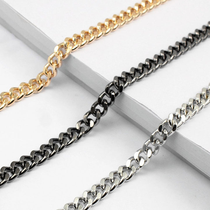47 Iron Flat Chain Strap Handbag Chains Accessories Purse Straps Shoulder Cross Body Replacement Straps, with Metal Buckles (Gold)