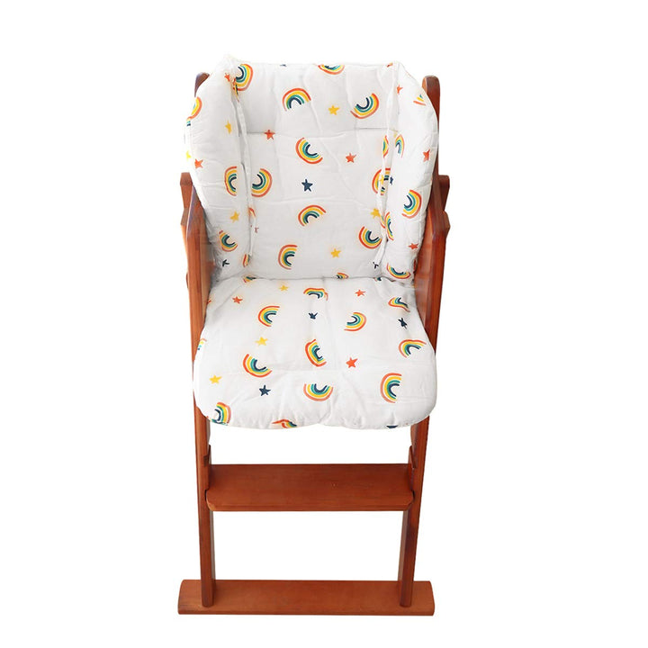 Baby High Chair Cushion, Thick Pad for Wooden High Chair, Baby Dining Chair Liner Mat (Yellow Rainbow)