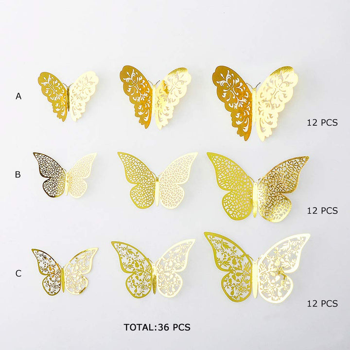 pinkblume Rose Gold Butterfly Decorations Stickers 3D B
