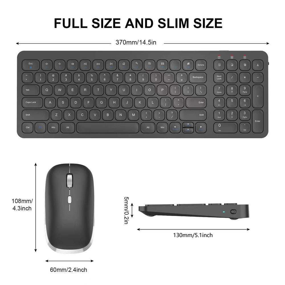 cimetech Wireless Keyboard Mouse Combo, Compact Full Si
