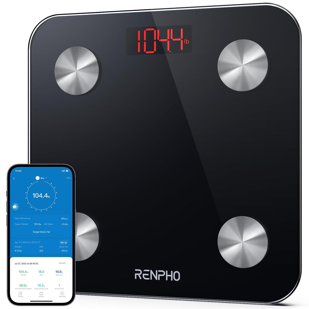 Smart Scale for Body Weight, Digital Weighing Scales with Body Fat and Water Weight, Bluetooth Body Fat Measurement Device, Body Composition Monitor with App, 396lbs, Elis