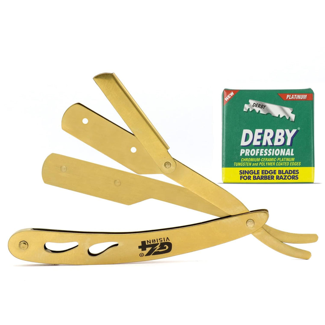 G4 Professional Barber Straight Razor, Blade for Barber Close Shaving Men (Golden)