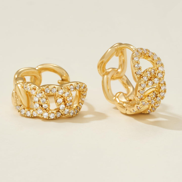 Gold Hoop Earrings for Women 18K Gold Plated Hoop Earrings with Shining Cubic Zriconia Handmade Hoop Earrings for Everyday Jewelry