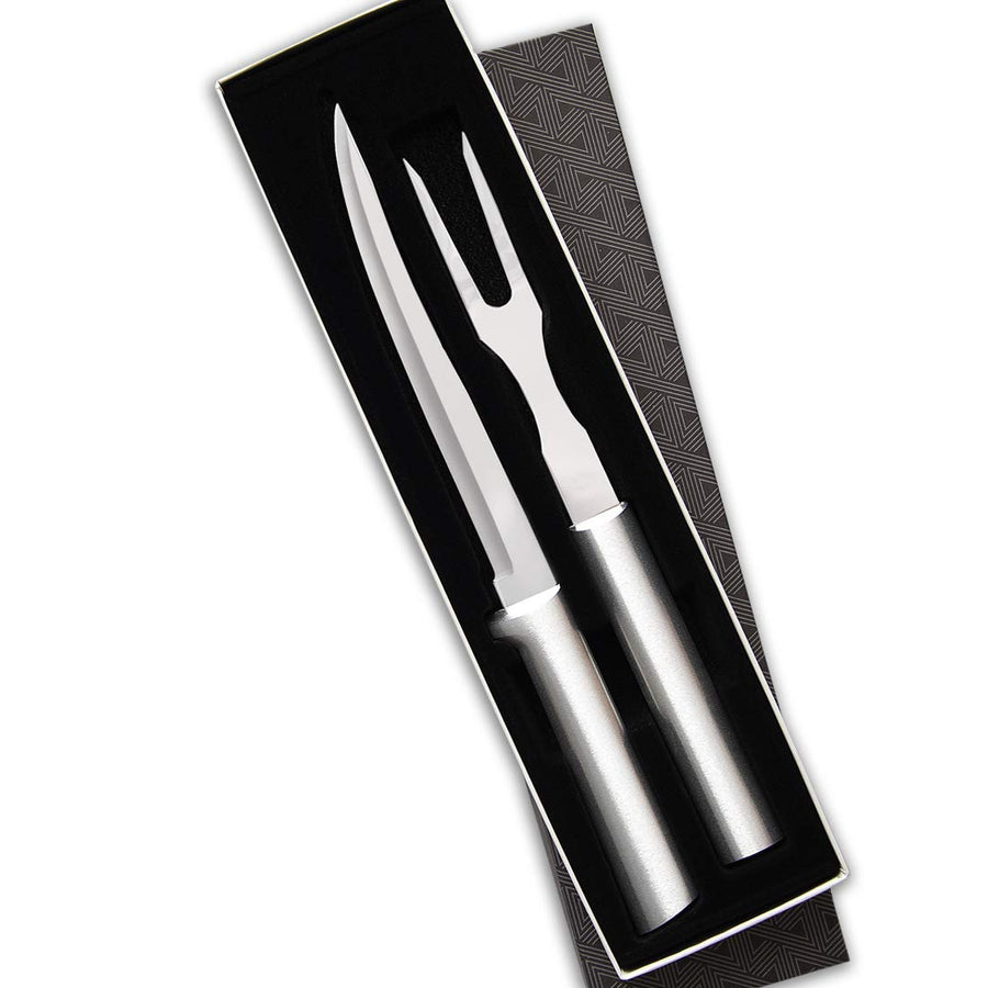 Rada Cutlery Carving Knife Set - 2-Piece Carving Set with Stainless Steel Blades With Brushed Aluminum Handles