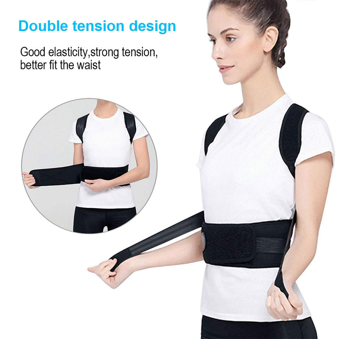 Moteen Magnetic Therapy Posture Support Back Brace - Medical Grade Adjustable Magnetic Posture Humpback Corrector Brace Shoulder Back Waist Support Belt Lumbar, One Size