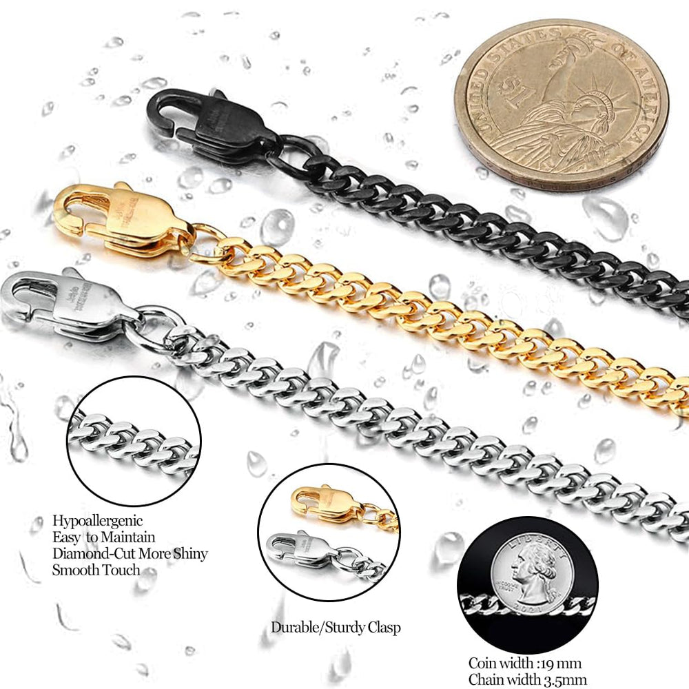 Jstyle 3.5mm Cuban Link Chain Necklace for Mens Women B