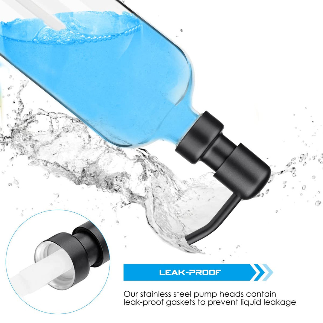 2 Pack Glass Soap Dispenser - Clear Dish Soap Dispenser for Kitchen, Refillable Liquid Hand Soap Dispenser with Rust Proof Stainless Steel Pump for Bathroom, Countertop, Black Pump,17Oz/ 500 ML