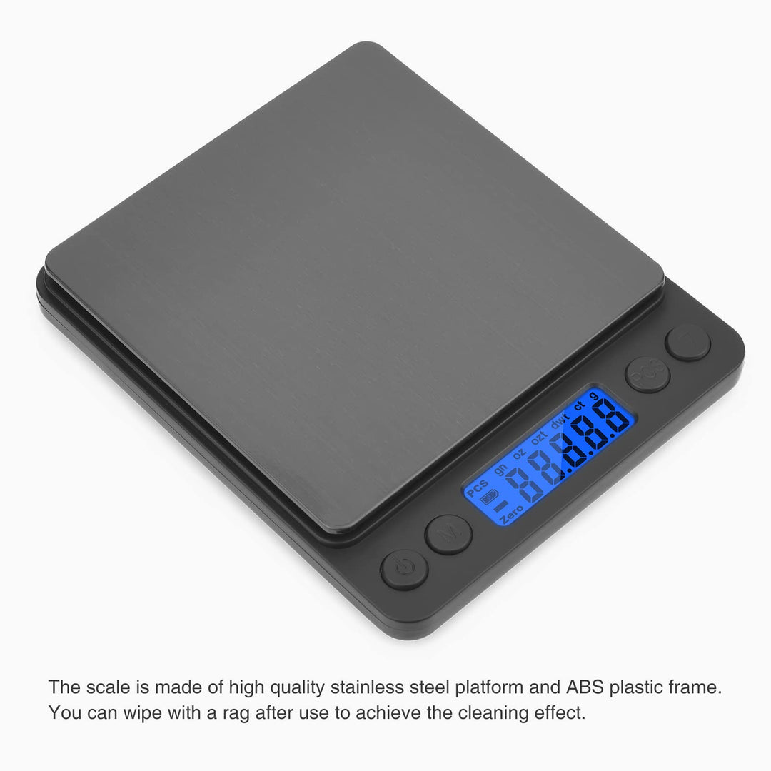 Gram Scale, Mafiti Kitchen Scale Digital Weight Mini Grams Jewelry Scale 3000gx0.5g with LCD Display Stainless Steel for Cooking Baking Jewelry Weight Postal (Battery no Include) 1Pack (Silver)