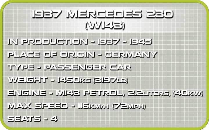 Historical Collection 1937 Mercedes 230, Various