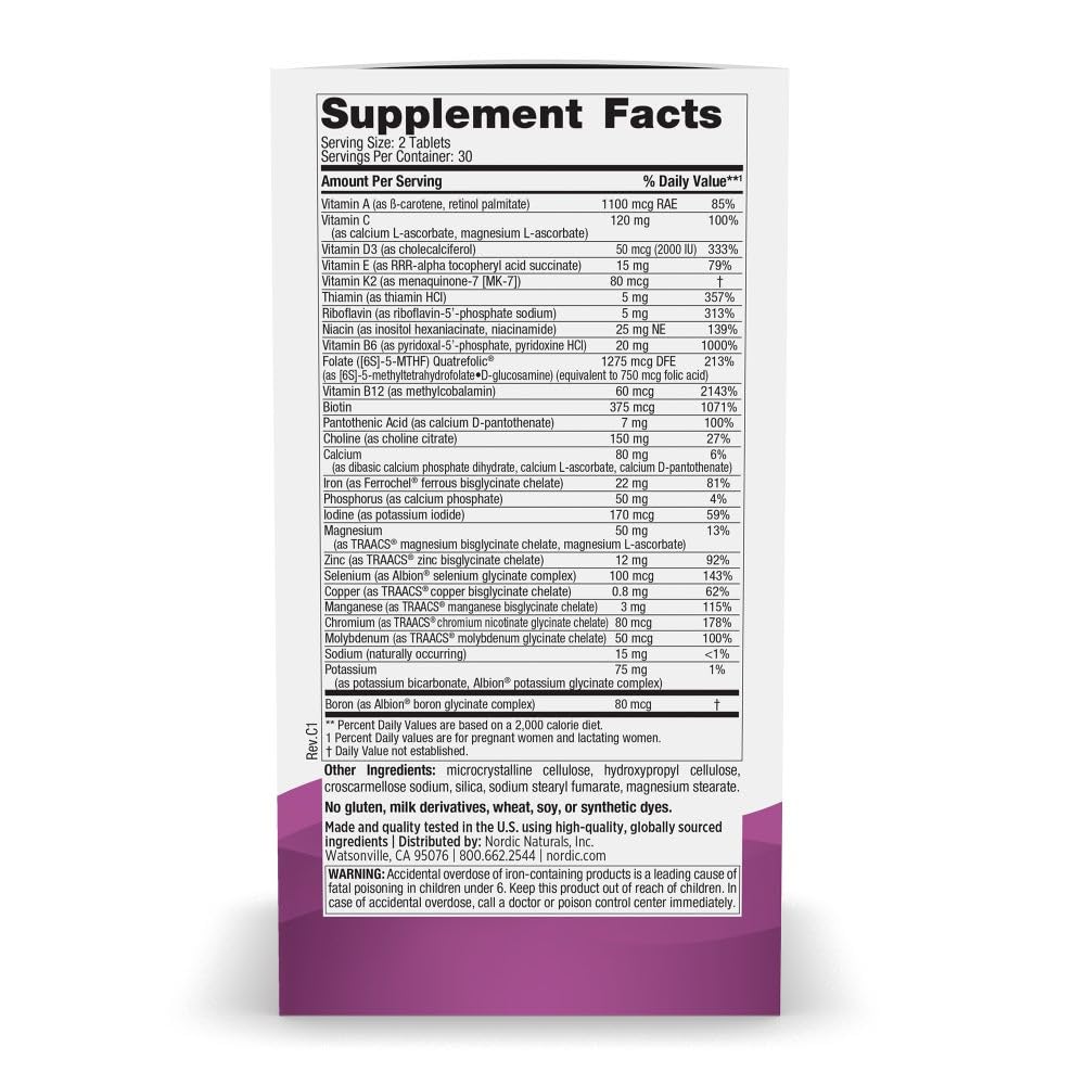 Prenatal Multivitamin for Women - Daily Vegetarian Prenatal Vitamins - 22 Essential Nutrients, Including B6, Folate, and Iron - 60 Tablets - 30 Servings
