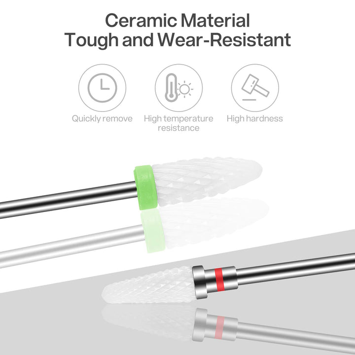 10Pcs Ceramic Nail Drill Bits Set Professional Remove Gel Acrylic Cuticle Diamond Carbide Nail Drill Bit Tools for Manicure Pedicure Home Salon Use Great Gift for Women Girls