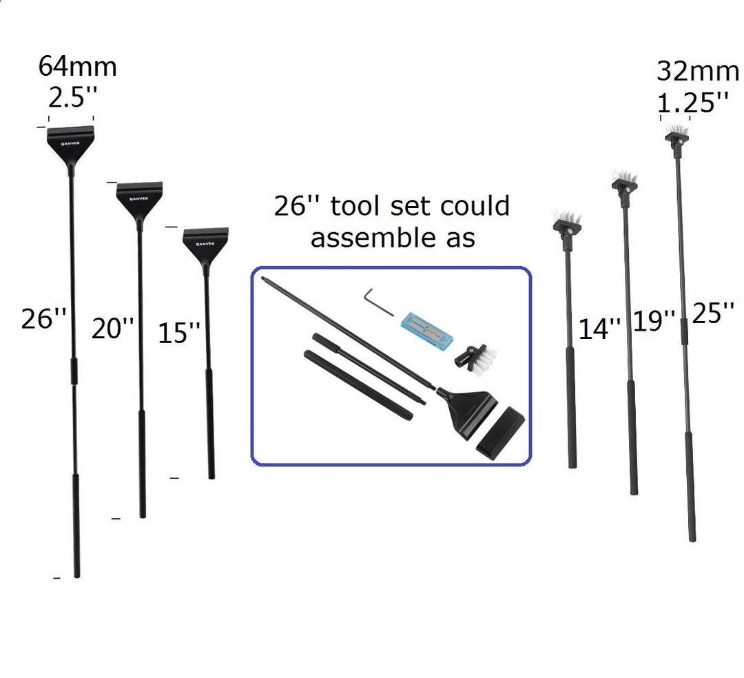 Aquarium Algae Scraper Cleaner Brush with 10 Stainless Steel Blades for Fish Reef Plant Glass Tank 26 Inch
