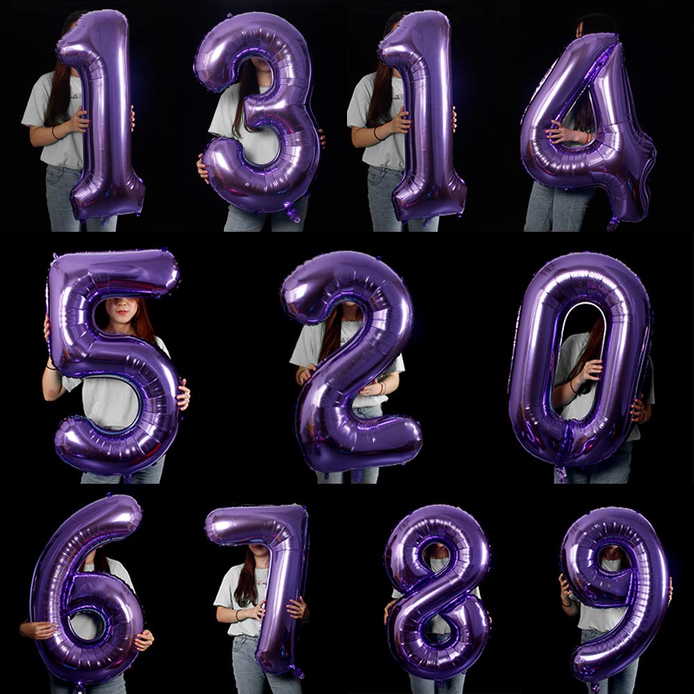 40 Inch Number Balloons Purple Number 1 Helium Foil Birthday Party Decorations Digit Balloons