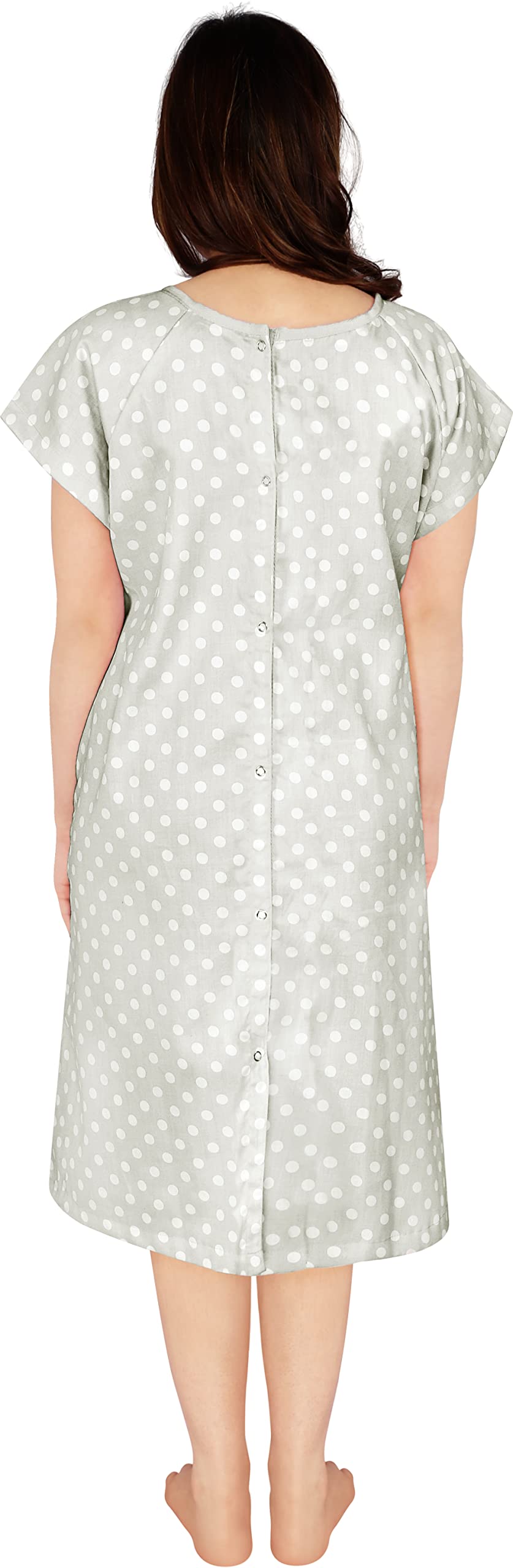 Utopia Care Women's Hospital Gown Soft Comfortable and Stylish Patient Gown, Small-Medium, Polkadots Grey