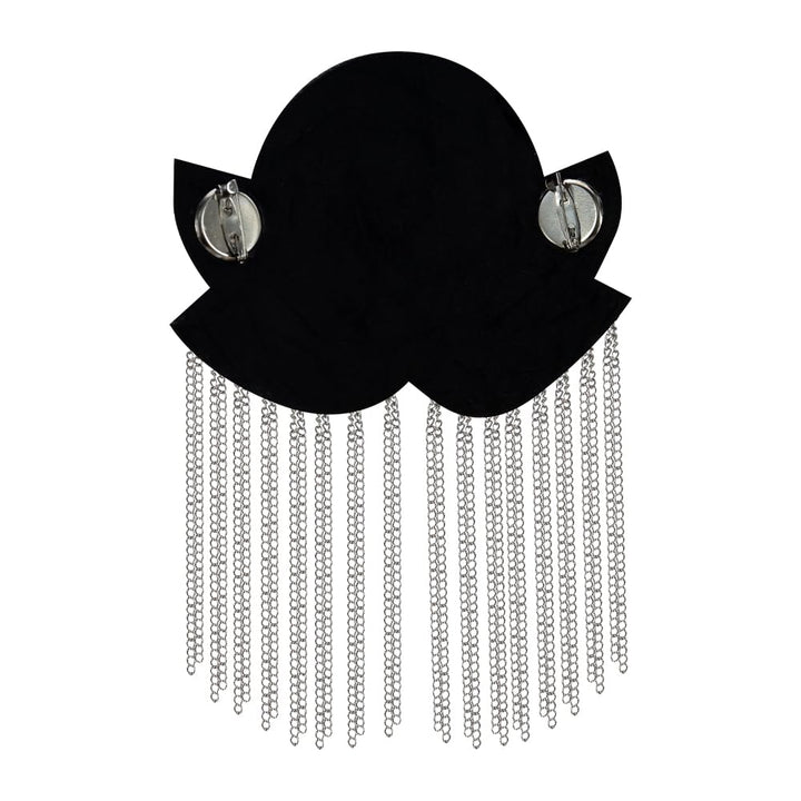 1pair Beaded Rhinestones Blazer Epaulet Kpop Fringe Tassel Metal Shoulder Epaulette Spikes Brooch Women Men Suit Accessories