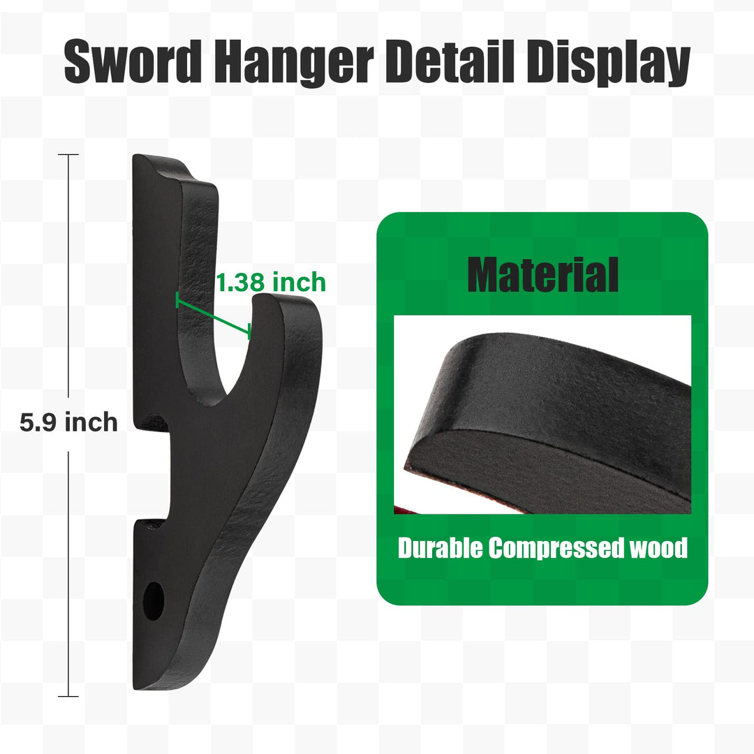 Ekkhysis Sword Holder Wall Mount 1-Tier Hook Katana Hol