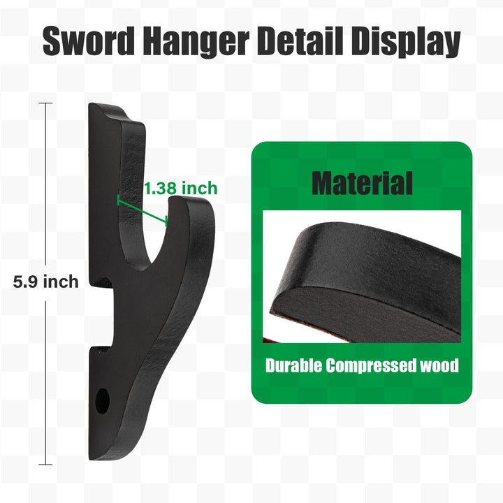 Ekkhysis Sword Holder Wall Mount 1-Tier Hook Katana Hol