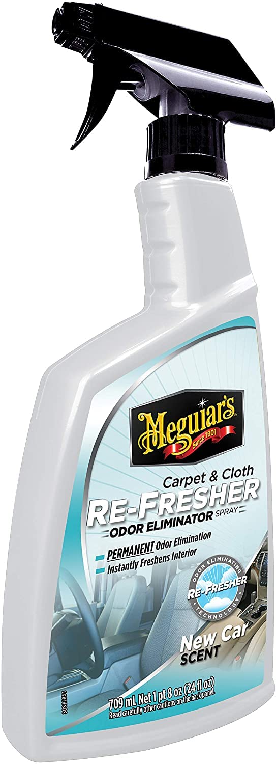 Meguiar’s Carpet &amp; Cloth Re-Fresher Odor Eliminator Spray - Interior Fabric Odor Eliminator - Permanently Eliminates Odors &amp; Freshens Fabrics in your Car, Easy to Use Trigger Spray, 24 Oz