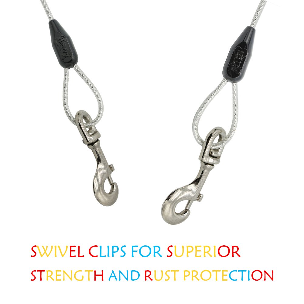 30ft Reflective Tie-Out Cable for Heavy Dogs Up to 125 Pounds