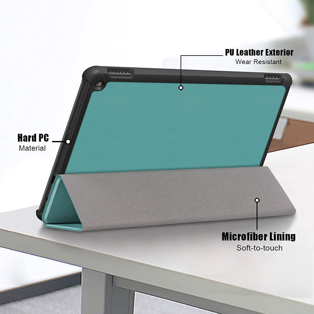 New Fire HD 10 &amp; 10 Plus Tablet Case (11th Gen, Released 2021) - Shock Resistant Slim Light Tri-Fold Stand Tablet Case with Auto Wake/Sleep (Dark Green-2)