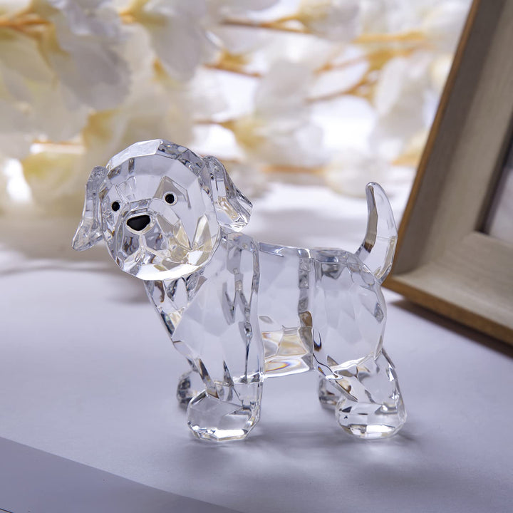 3.25 Inch Clear Lab Puppy Dog Figurines Collectibles Labrador Retriever Statue Acrylic Dog Pet Sculpture Home Decor Not Crystal (A)