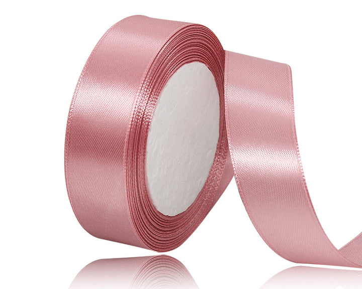 Rose Gold Satin Ribbon 1 Inches x 25 Yards, Solid Color Polyester Fabric Ribbon for Gift Wrapping, Craft, Bows Making, Wreaths, Bouquets, Sewing Projects, Baby Showers and Wedding Party Decoration