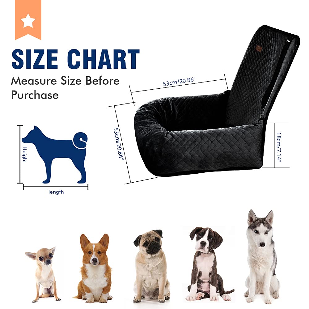 Dog Car Seat Pet Booster Seat Pet Travel Safety Car Seat,The Dog seat Made is Safe and Comfortable, and can be Disassembled for Easy Cleaning (Solid Black)