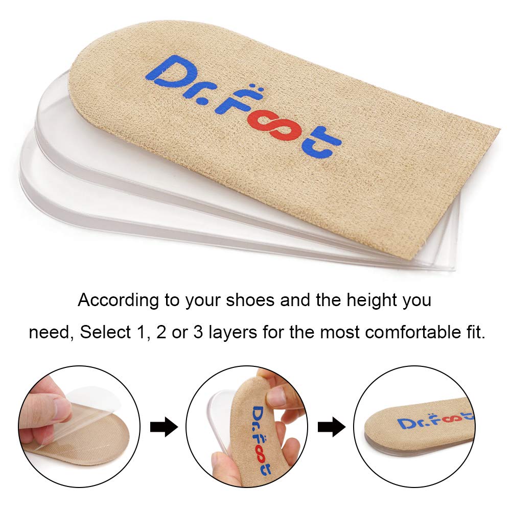 Dr.Foot Adjustable Orthopedic Heel Lift Inserts, Height
