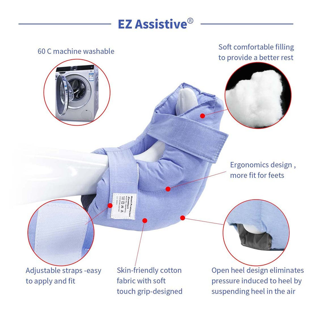 EZ Assistive 2pcs Heel Protector Cushion Foot Pillow Remove Pressure and Bedsores, Heel Protectors for Pressure Sores for Heal Protection