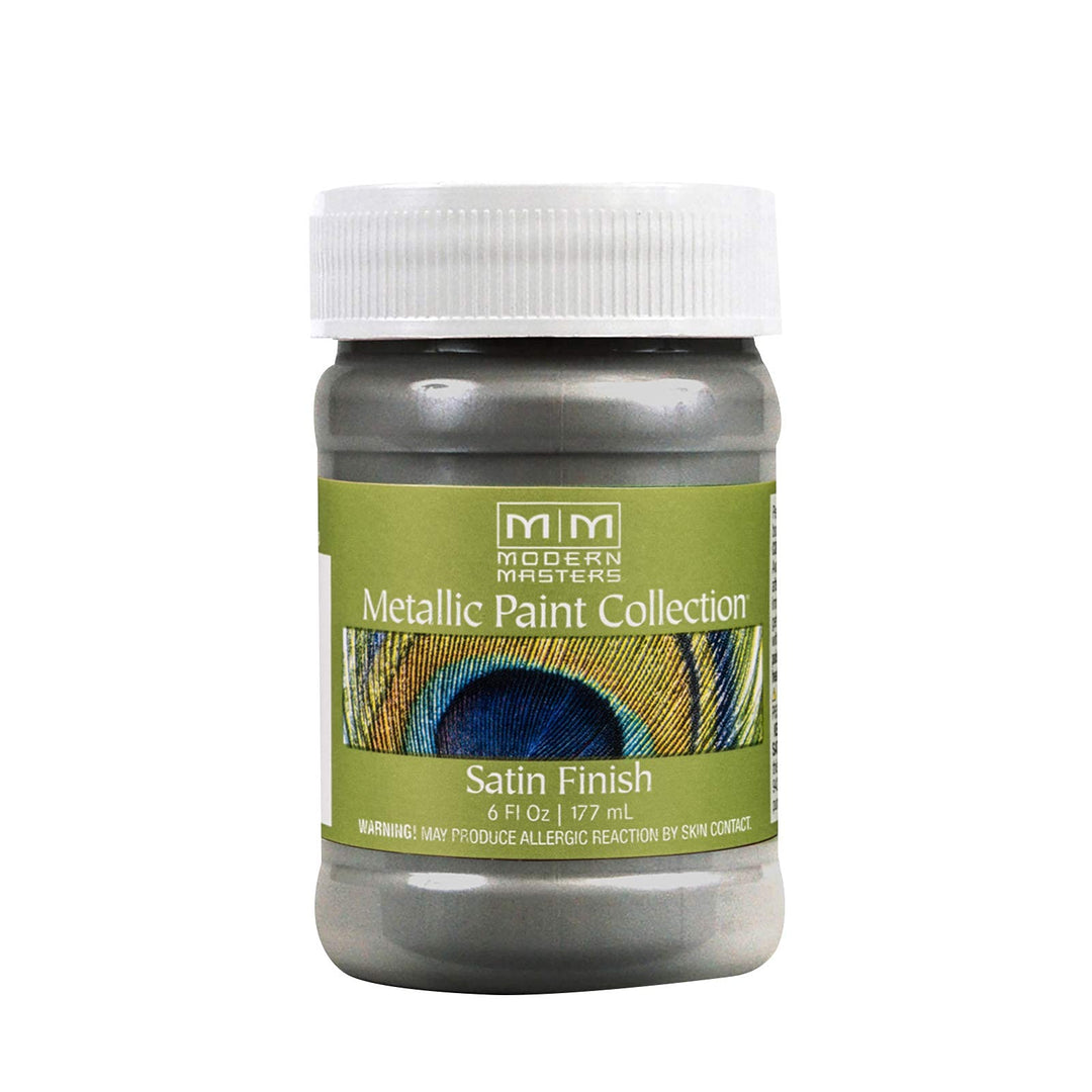 6 oz ME209 Pewter Metallic Paint Collection, Satin Water-Based Decorative Metallic Paint