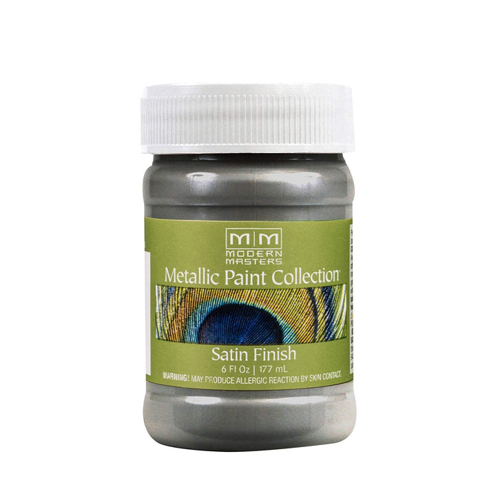 6 oz ME209 Pewter Metallic Paint Collection, Satin Water-Based Decorative Metallic Paint