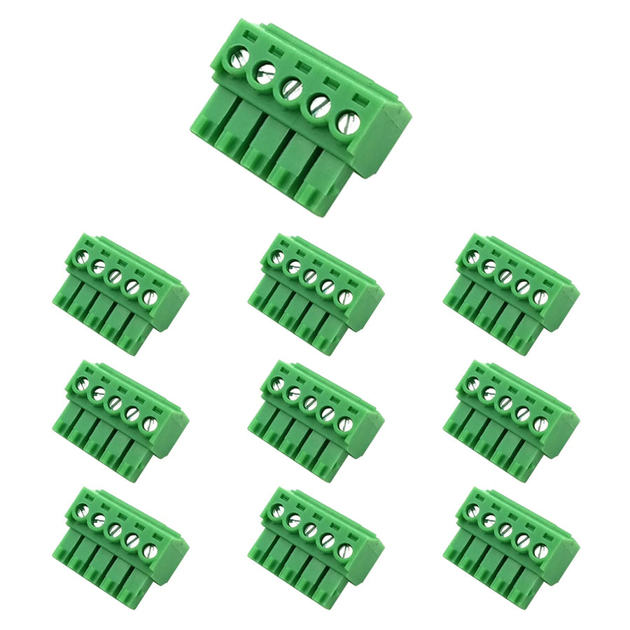 Cermant 10PCS 5 Pin 3.5mm Pitch PCB Green Pluggable Ter