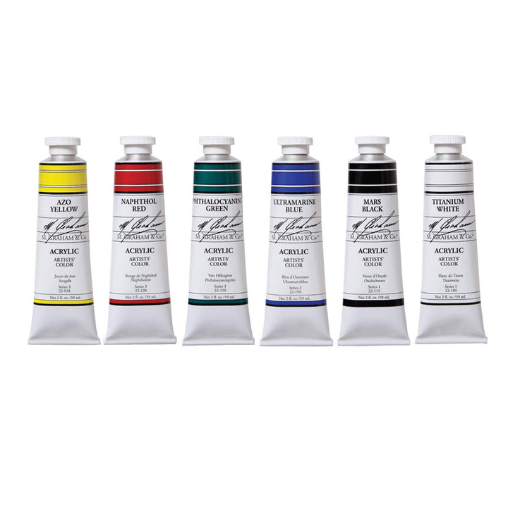 M. Graham &amp; Co. 5 Color Acrylic Set Art - Paints, Plus 6th Color (GRM-22-SET)