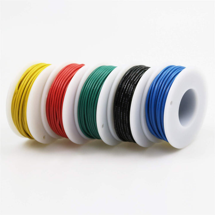 FEP Teflon High Temperature Wire of 28awg with Red Blue Green Yellow Black Colors in Box Magnet Wire. Each Color 10m