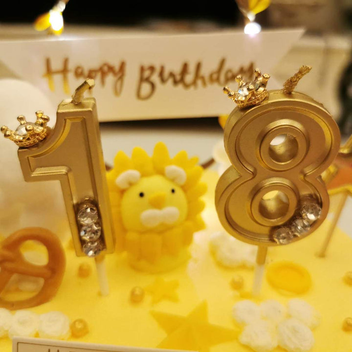 Diamond Crown Handmade 0 Gold Candle Ten Happy Birthday Cake Big Large Glitter Bday Candle Cupcake Topper Decoration Boy Girl No 0 Number 10 20 30 Years Adult Wedding Party