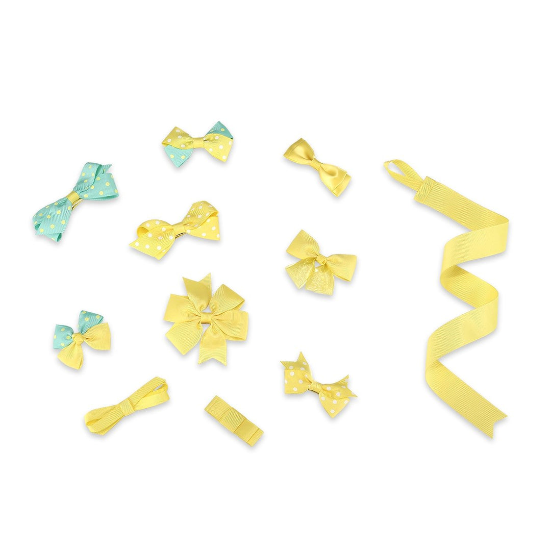 Boutique Baby Girls Toddler Hair Bow Clips Barrettes with Hair Bows Holder, Yellow, 1 Count (Pack of 1)