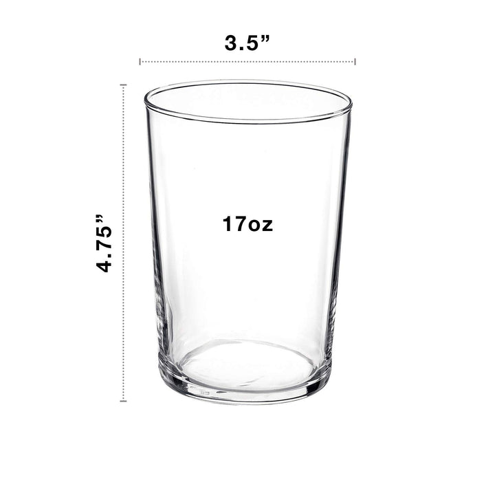 Bodega Collection Glassware – Set Of 12 Maxi 17 Ounce Drinking Glasses For Water, Beverages &amp; Cocktails – 17oz Clear Tempered Glass Tumblers, Transparent