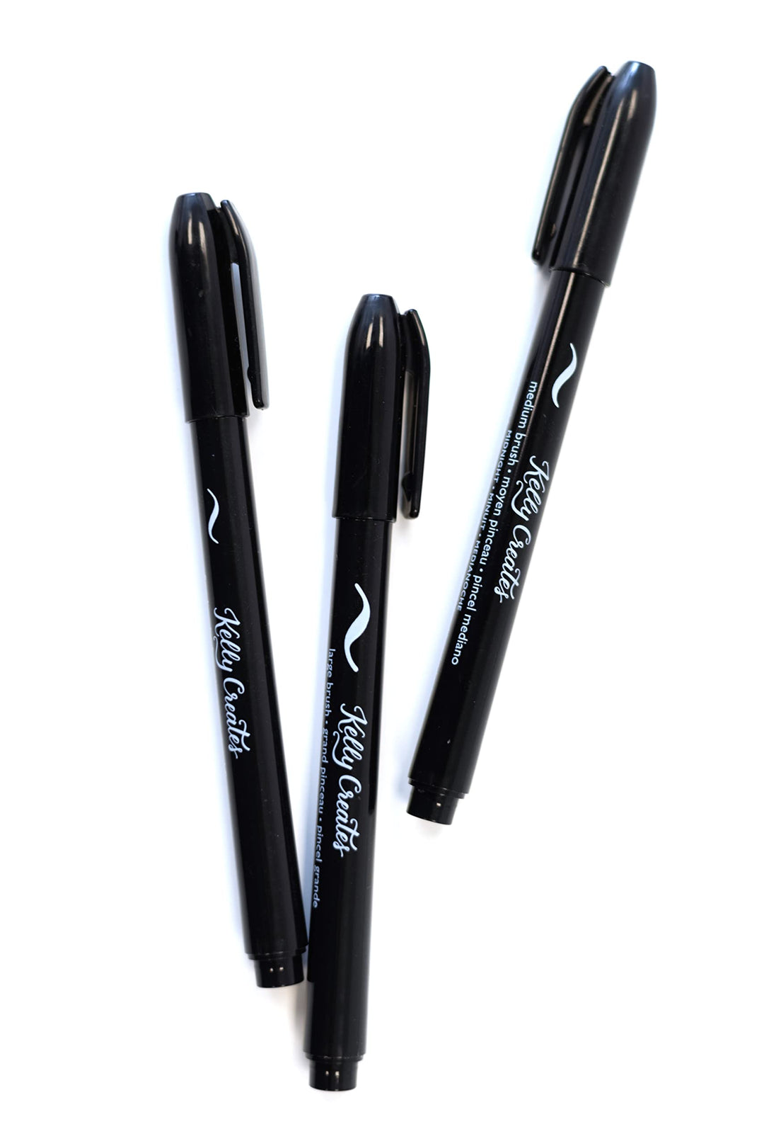 Kelly Creates Black Brush Pen Set-3 Pens (Fine,Medium,Large Tips)