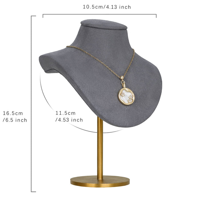 Velvet jewelry stand necklace holder, Grey jewelry hangers for necklaces, Metal jewelry bust display standsGrey-Height 6.5 inch
