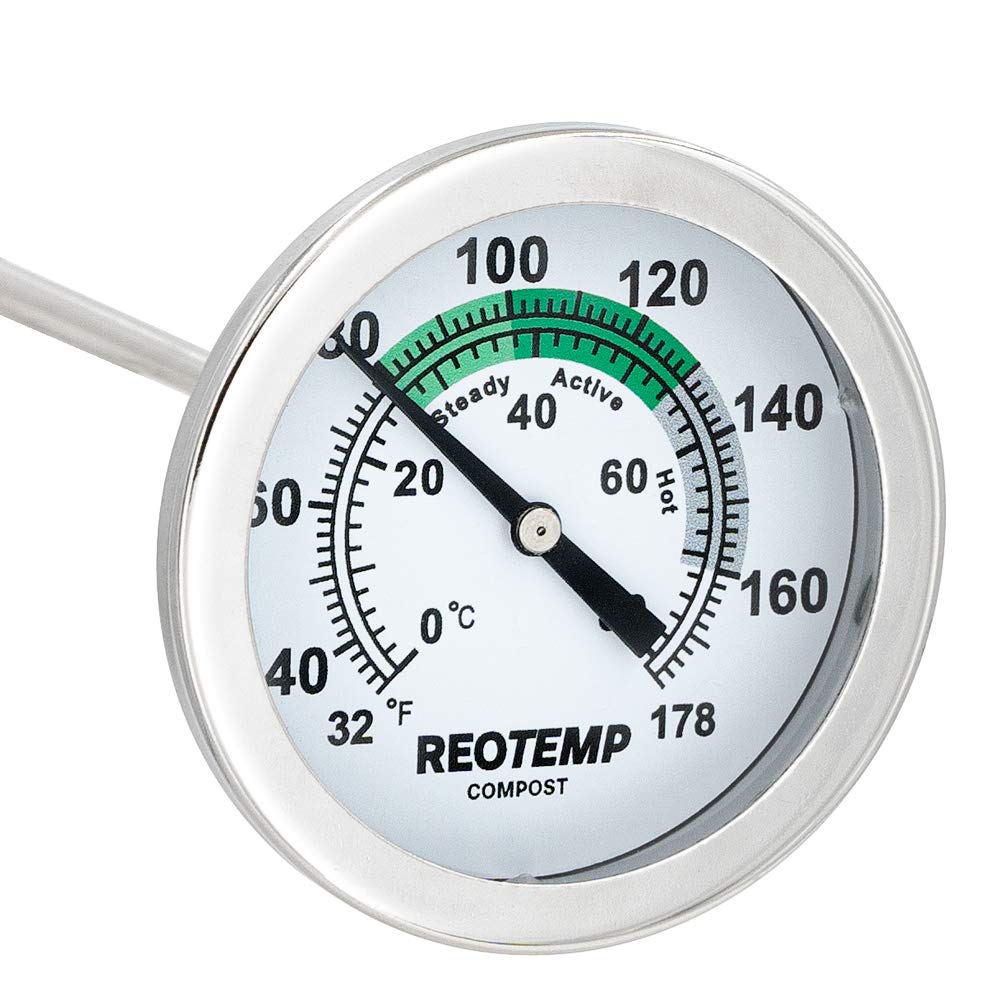 Reotemp K83B1 12 Inch Soil &amp; Compost Thermometer with Digital Composting Guide, 32-178 Fahrenheit and Celsius