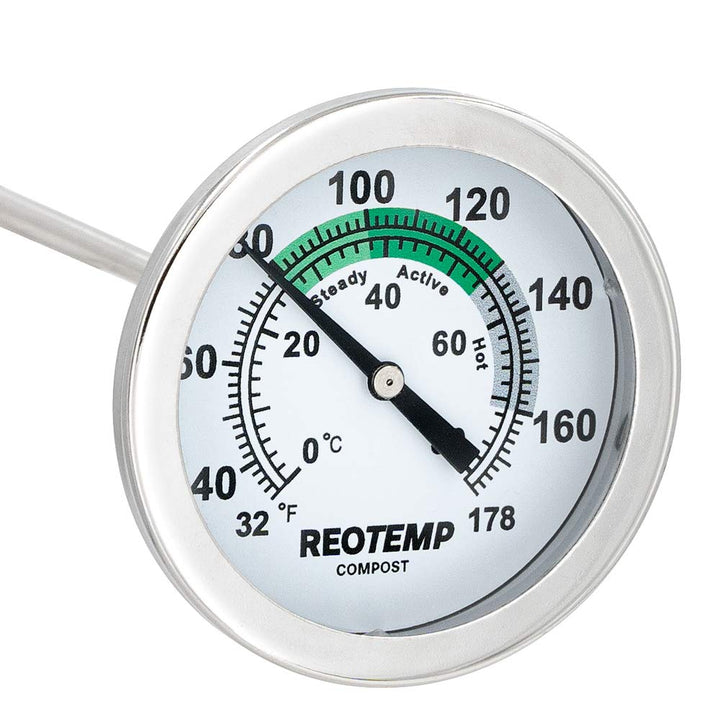 Reotemp K83B1 12 Inch Soil &amp; Compost Thermometer with Digital Composting Guide, 32-178 Fahrenheit and Celsius