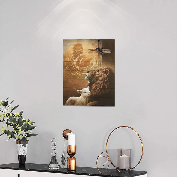 Jesus Lion And Lamb Canvas Wall Art Decor Gifts For Christian Lion Of Judah Religious Canvas Painting for Wall Easter Prints God Artwork Poster Framed Home Wall Decor for Church Living room Bedroom