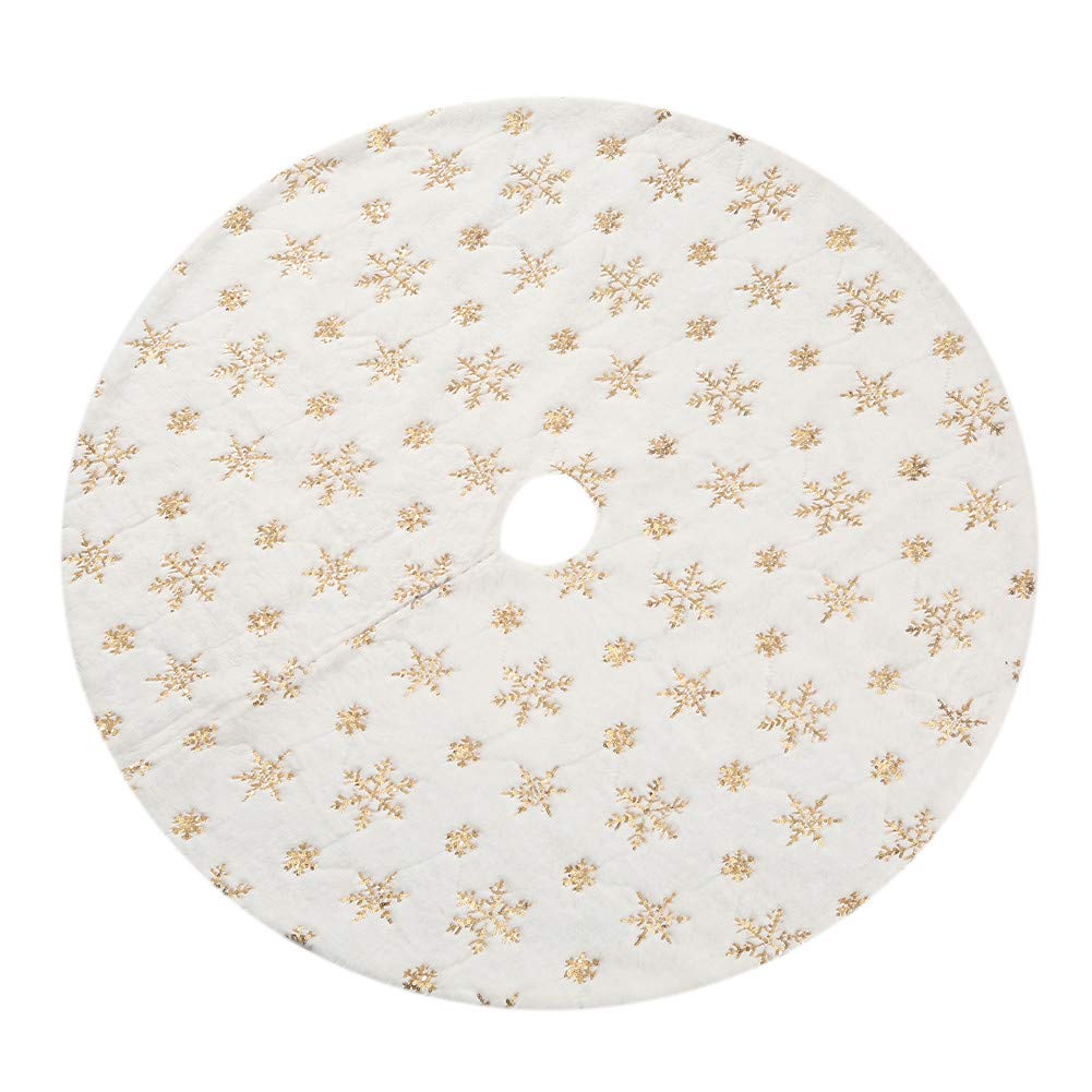 Sattiyrch Sequin Christmas Tree Skirt with Golden Snowf