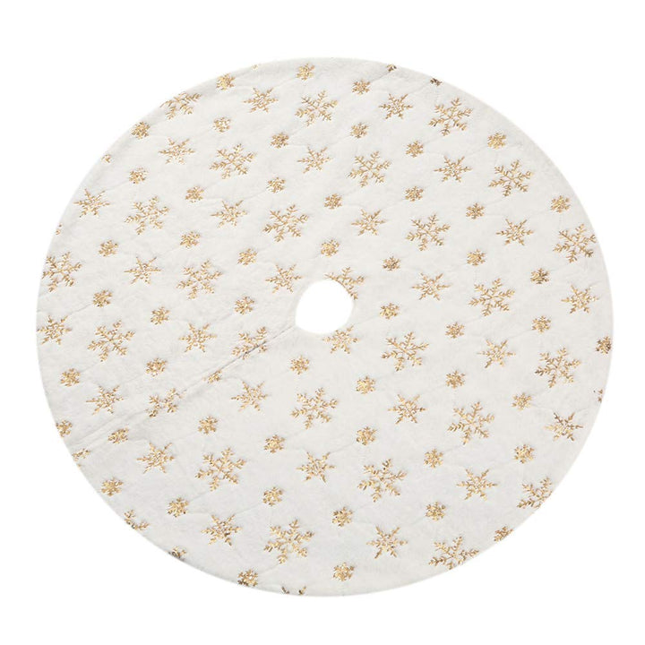 Sattiyrch Sequin Christmas Tree Skirt with Golden Snowf