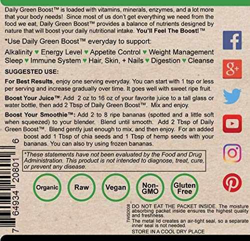 Daily Green Boost 8oz Organic Raw Vegan GF USA