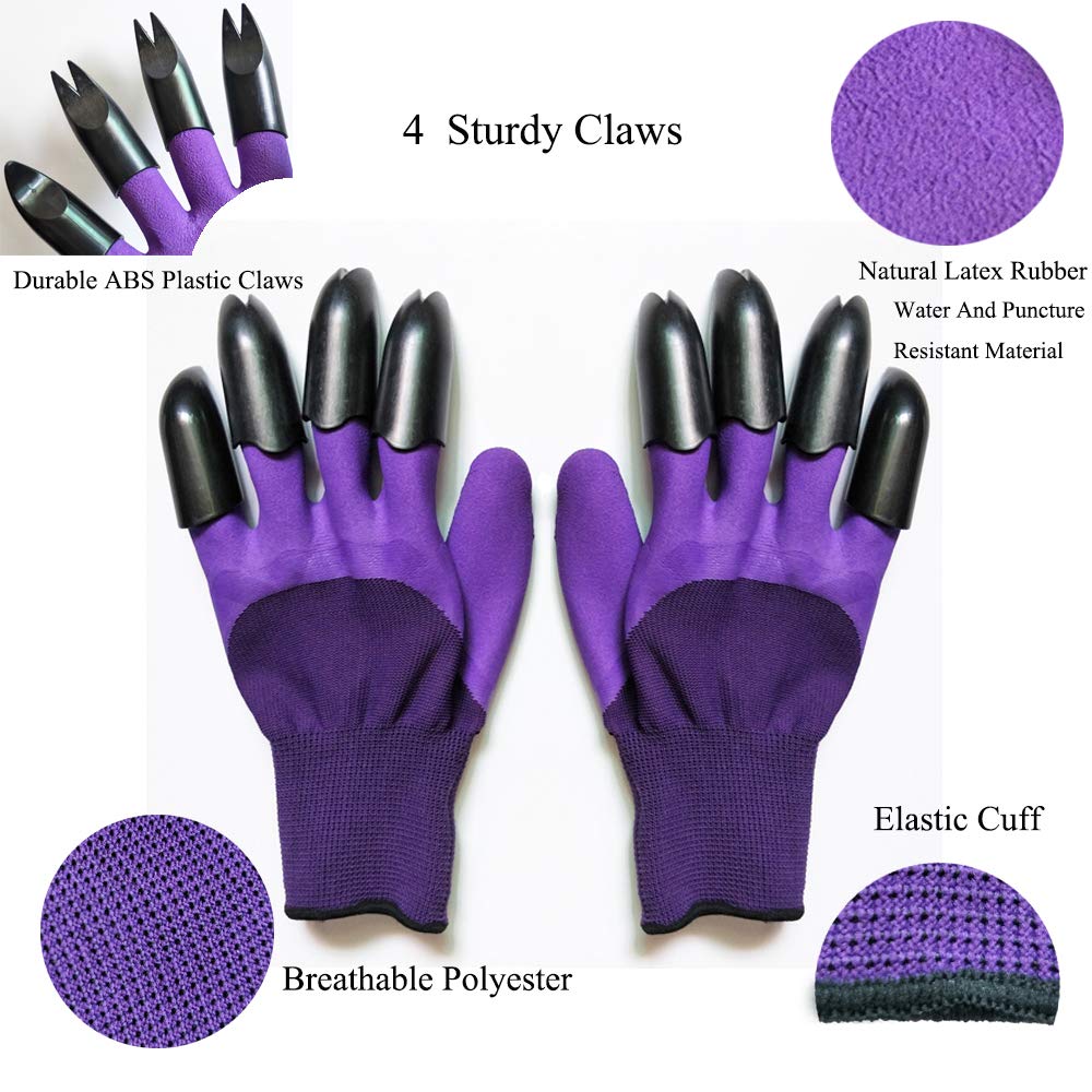 2 Pairs Garden Gloves with Claws -for Digging - Waterproof, Best Gardening Gifts for Men and Women(New Green)
