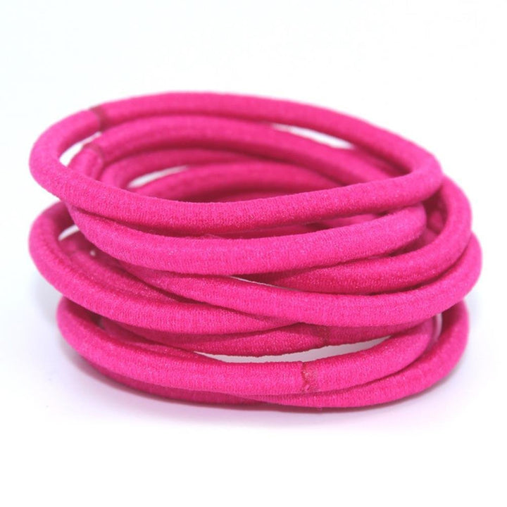 10 Pcs, Deep Pink: 4 Mm Elastic Bands Hair Ties Children Rubber Hair Headbands - 10 Pcs (Deep Pink)